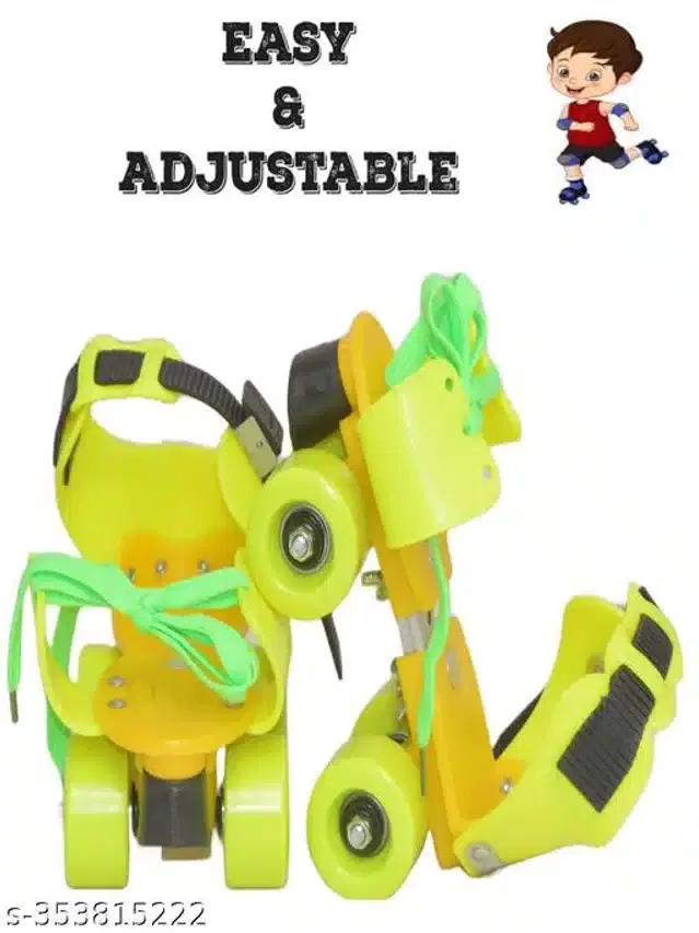 Adjustable Roller Skates for Kids, Yellow & Green