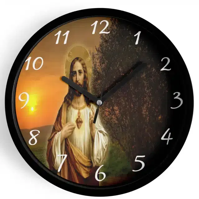 Plastic Jesus Printed Wall Clock, Multicolor, 10x10 Inches