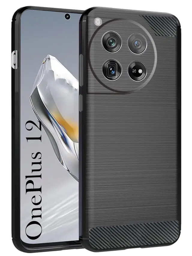 Rubber Mobile Back Cover for OnePlus 12 5G (Black)