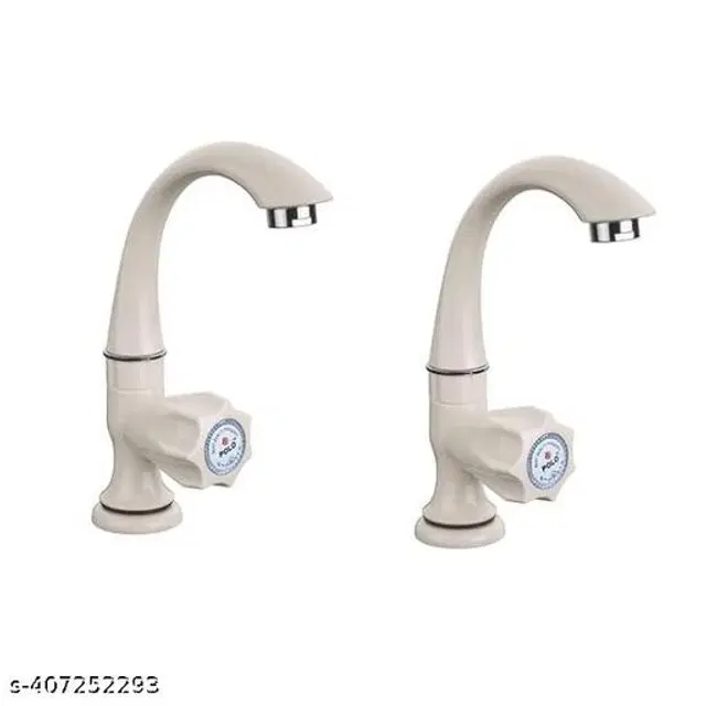 Plastic Swan Neck Tap, White, Pack of 2