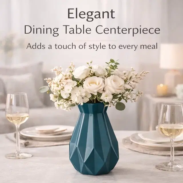 Geometric vase Plastic Indoor Planter Blue