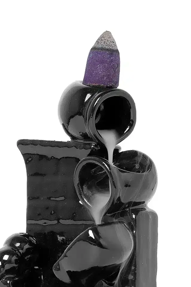 Lord Shiva Incense Holder with Cones, 10 Pcs, Black