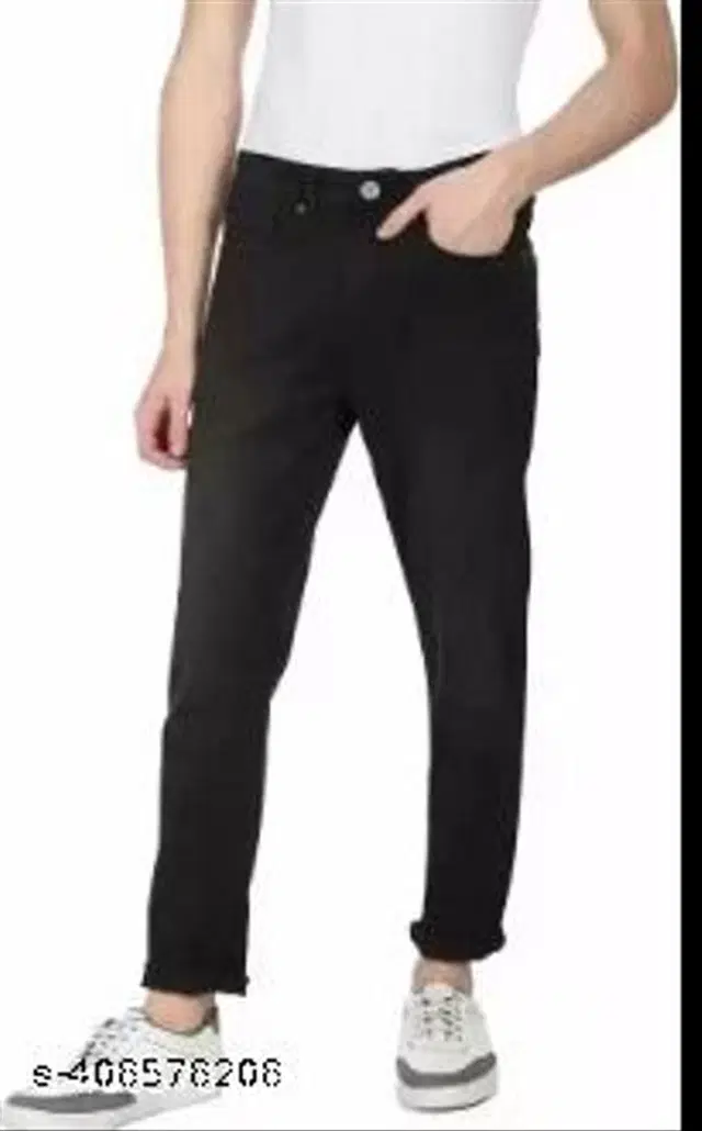 Denim Slim Fit Jeans for Men (Black, 34)