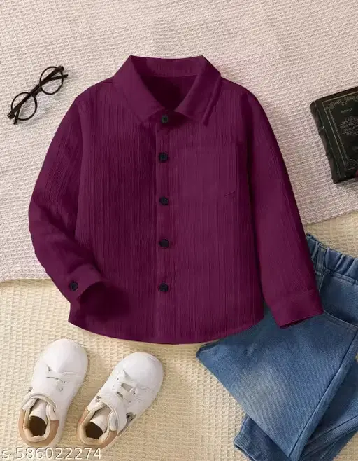 Cotton blend shirt for boys, Purple (0-1 Years)