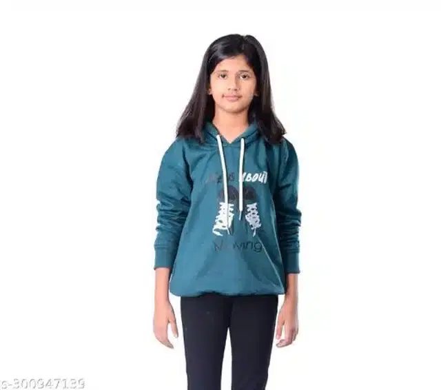 Full Sleeves Hoodies for Girls (Teal, 4-5 Years)