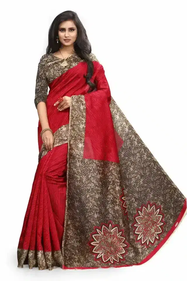 Sharda Creation Mysore Silk Printed Sarees (Maroon) (amaz_117)