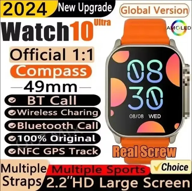 Nylon Strap Smart S8 Ultra Smart Watch for Men & Women, Orange