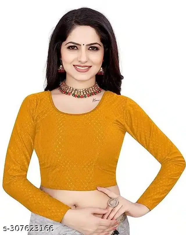 Full Sleeves Blouse for Women (Yellow, 28 Alterable)