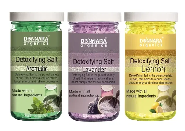 Donnara Organics Aromatic, Lavender & Lemon Detoxifying Bath Salt Crystal, 200 g, Set of 3