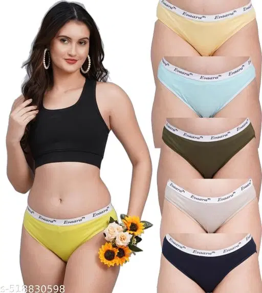 Evaara Cotton Briefs for Women, Pack of 6 (Lemon Yellow, 28)