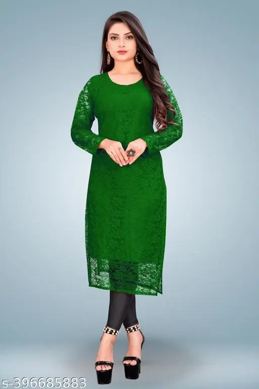 Net Kurti for Women,  Green  (S)