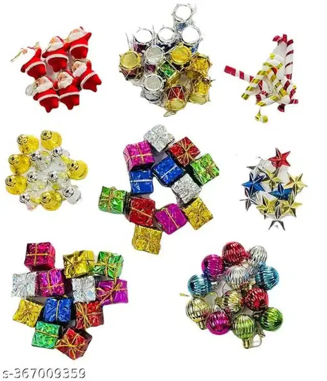 Christmas Tree Decoration Hanging Ornaments, Multicolor, Set of 82