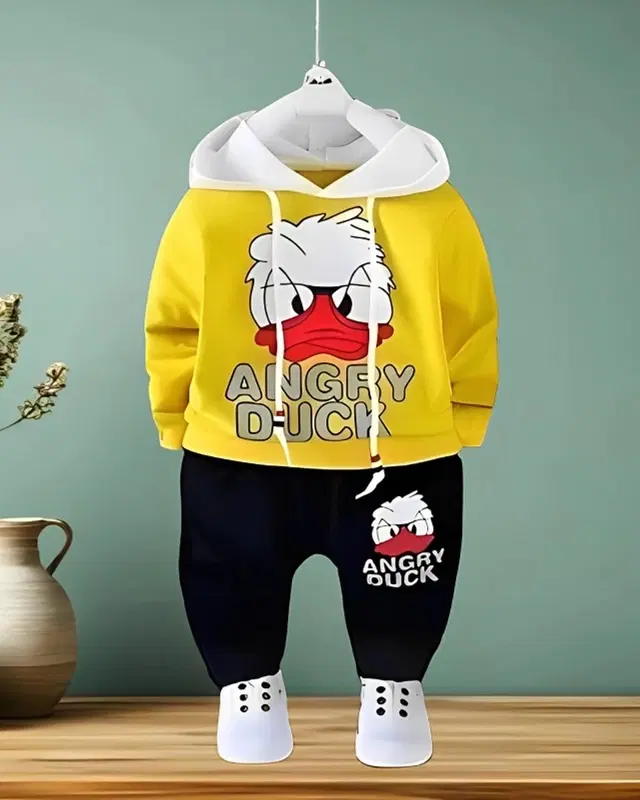 Cotton Blend Printed Clothing Set for Boys (Yellow & Black, 0-6 Months)