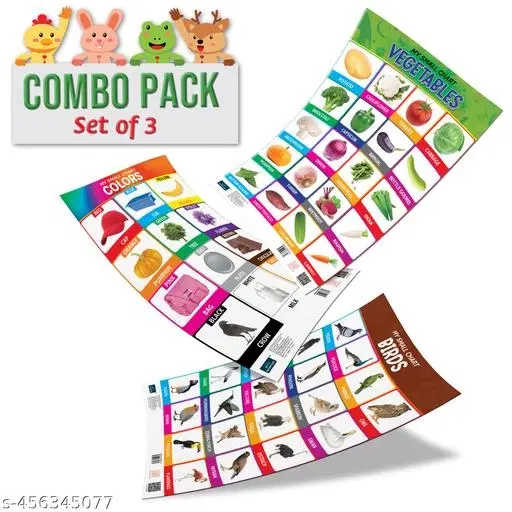 Bookford Publications My small chart Birds, Colors & Vegetables (Set of 3)