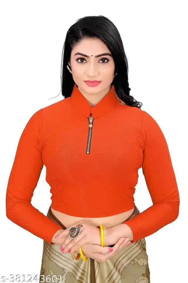 Three-Quarter Sleeves Blouse for Women (Orange, 26)