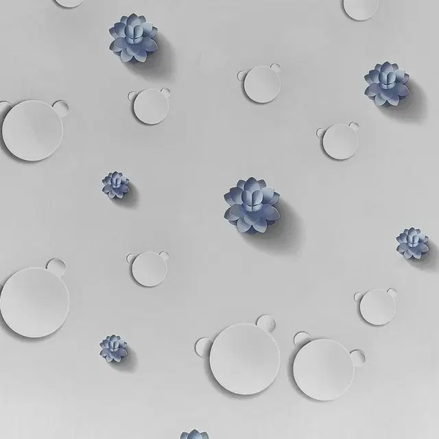 Pvc Vinyl Diy Self Adhesive Decorative Peel Stick Wallpaper For Living Room & Hall 45x304cm (Blue Lotus)