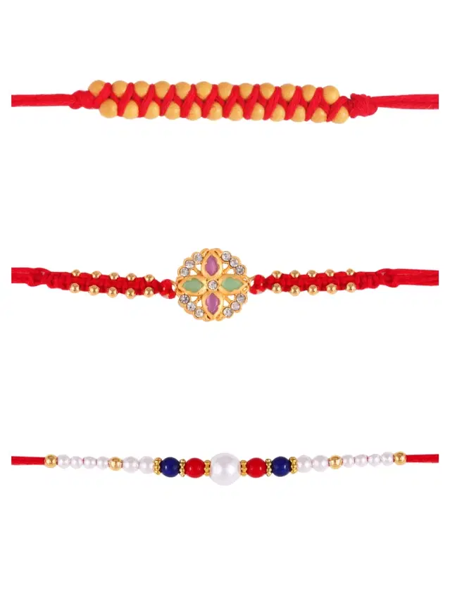Designer Rakhi for Rakshabandhan, Multicolor, Pack of 3