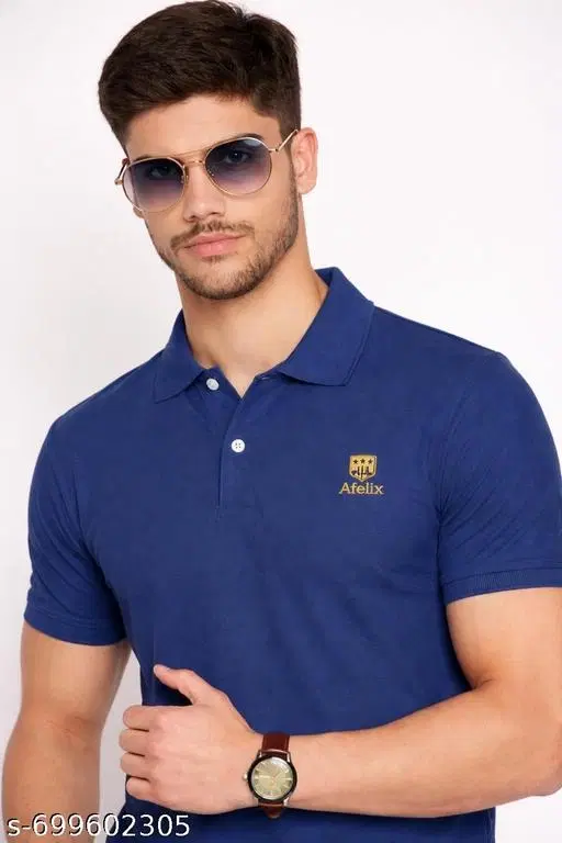 Cotton Blend Printed T-shirt For Men, Blue (XL)