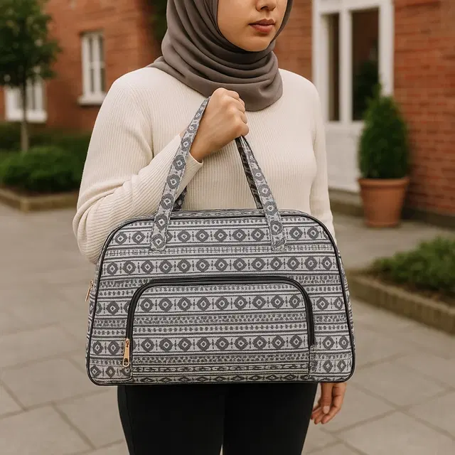 Canvas Printed Handbag for Women (Black)