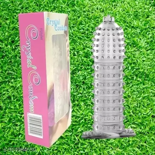 Crystal Dotted Reusable Condom for Men, Transparent, Pack of 1
