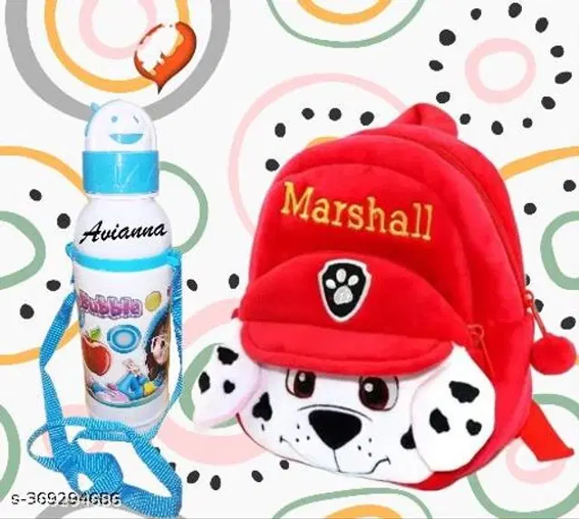 Canvas Backpack with Sipper for Kids, Multicolor, Set of 2