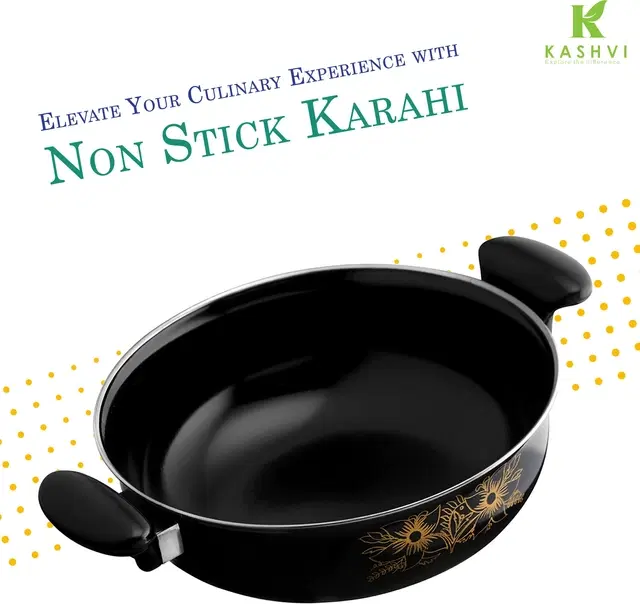 Cast Iron Kadai, Black, 28 cm