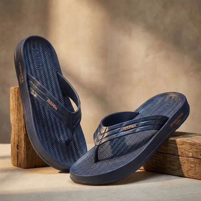 action Flip Flops for Men (Blue, 7)
