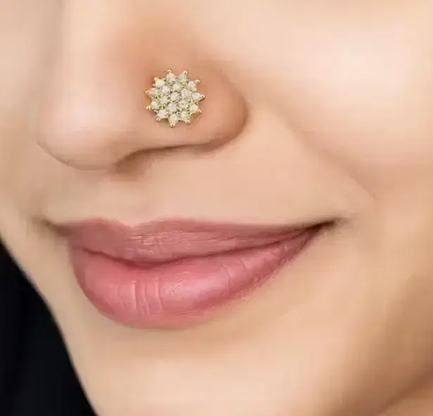 Silver Plated Alloy Nosepins for Women, Gold, Pack of 2