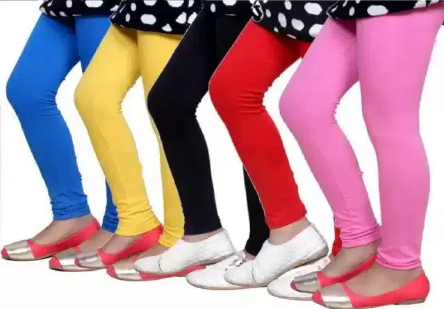 Soft & Comfortable Leggings for Girls, Pack of 5 (Multicolor, 2-3 Years)