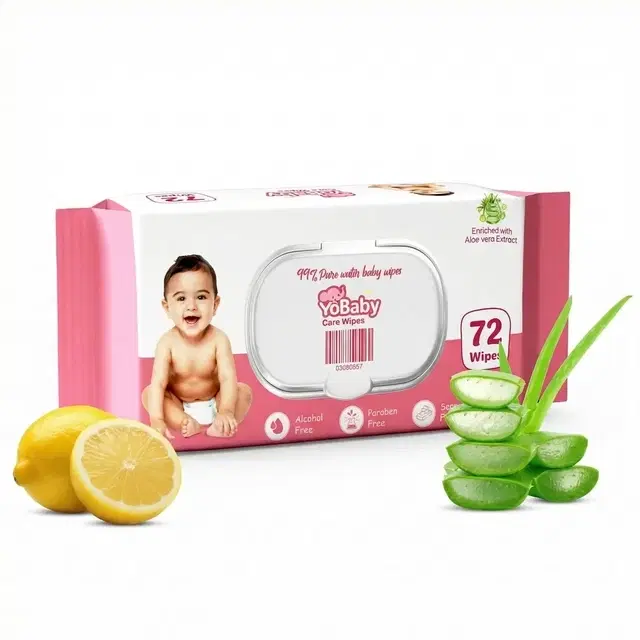 YoBaby Baby Wipes With Lid - 72 Wipes
