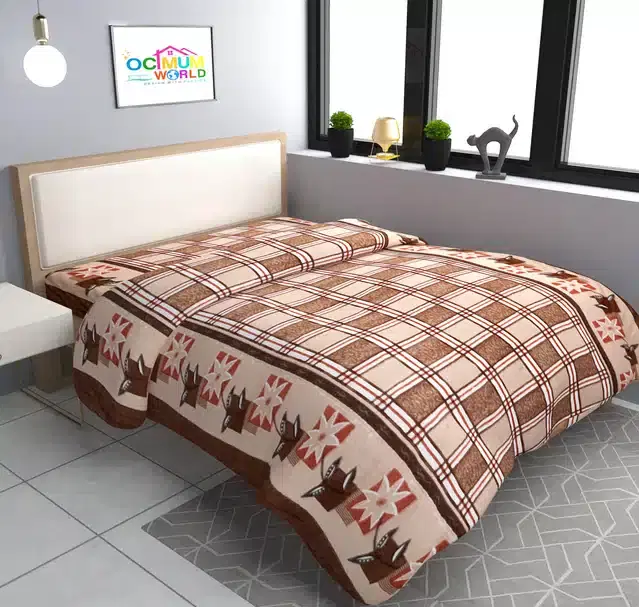 Woolen Single Bed Printed Duvet Cover, Brown, 70x90 Inches