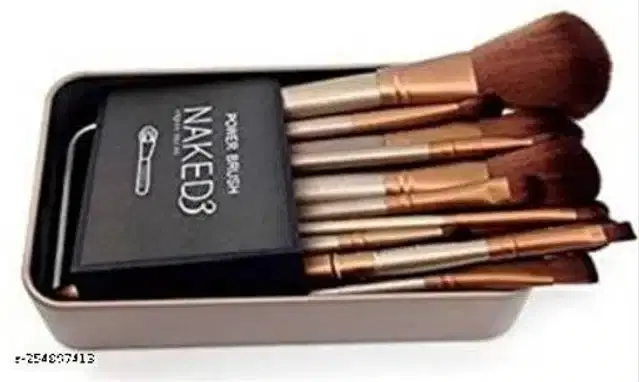 Makeup Brush Set, Brown, Set of 12