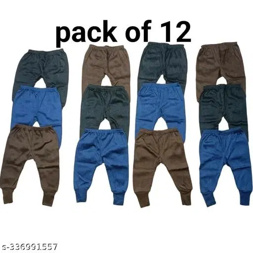 Woolen Thermal Bottomwear for Kids, Pack of 12 (Multicolor, 0-3 Months)