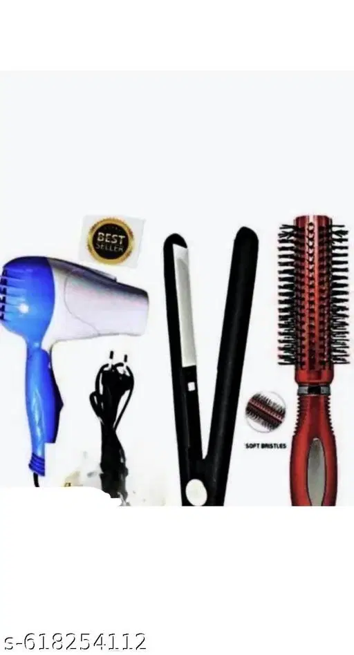 Combo of Hair Brush, Hair Straightener & Hair Dryer, Multicolor, Set of 3