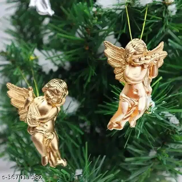 Christmas Tree Decoration Fairy Angels, Gold, Pack of 12