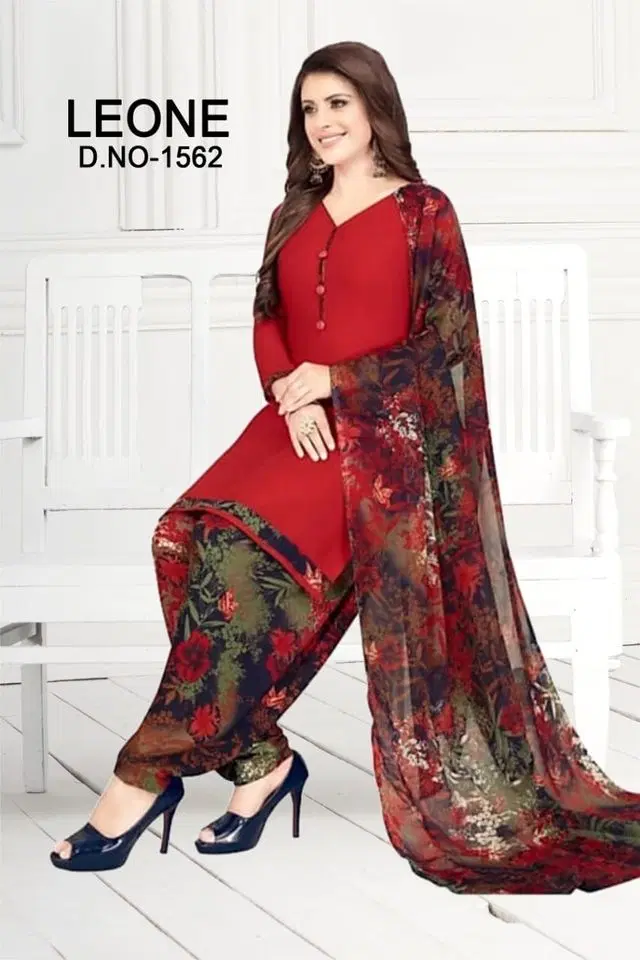 Yashika Unstitched Crepe Salwar Suit Material (Red) (Y-313)
