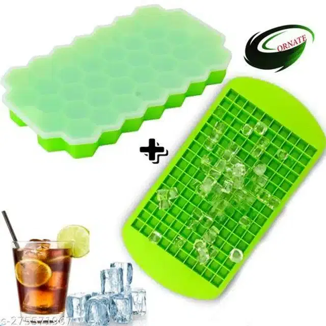Silicone Ice Cube Moulds, Green, Pack of 2