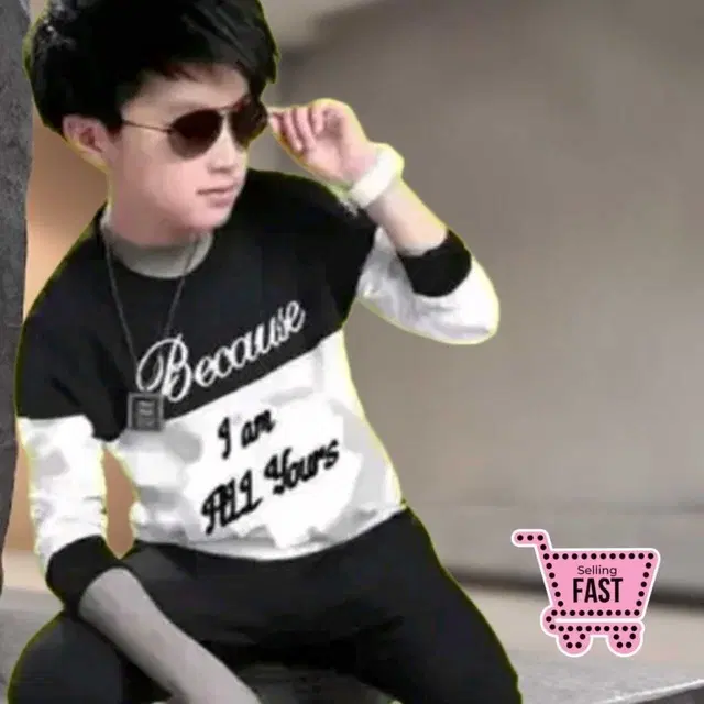 Cotton Blend Printed T-shirt for Boys, Black & White (8-9 Years)