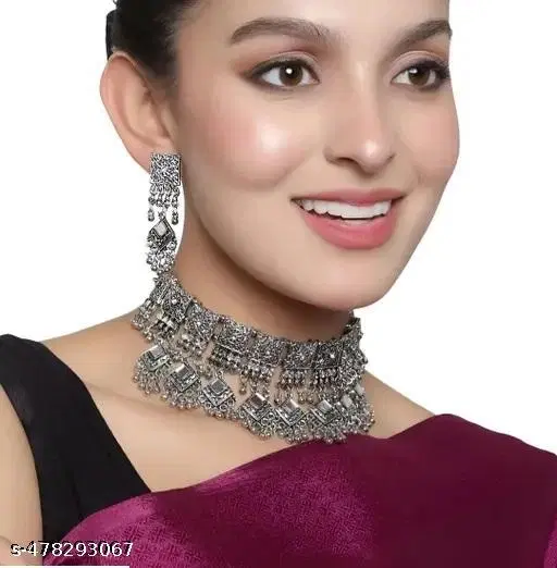 Trending mirror silver oxidized jewellery set