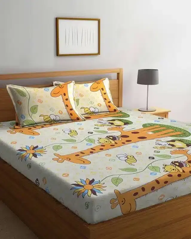 Glace Cotton Queen Size Bedsheet with 2 Pillow Cover, Multicolor, 90x90 inches