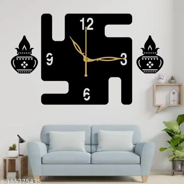 Wooden Wall Clock for Home, Black