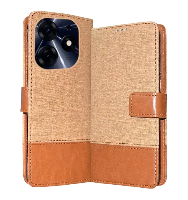 Artificial Leather Flip Cover For Tecno Bg6H / Pop 8, Brown