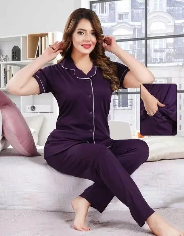 Nightsuit for Women (Navy Blue, XL)