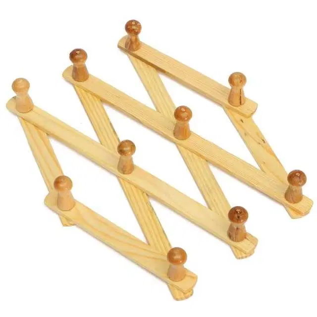 Bamboo Wooden Peg Rack Wall Mounted Coat Rack For Hats, 1 Pc, D-106