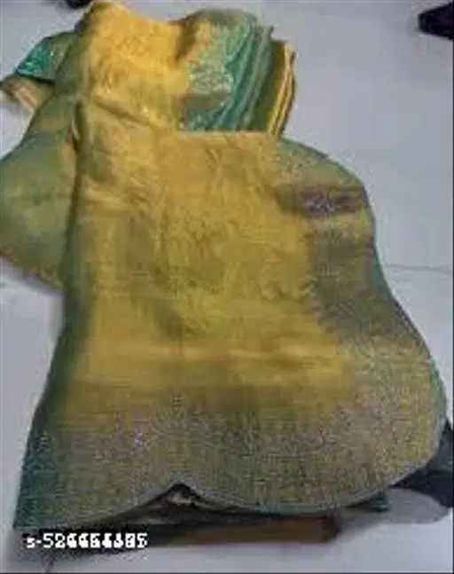 Chiffon Embellished Saree For Women, Yellow