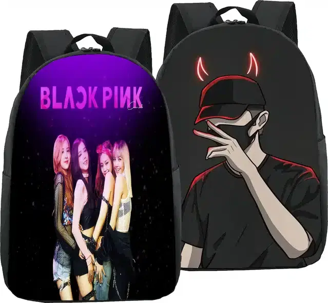 Canvas Backpacks for Women, Pack of 2 (Black)