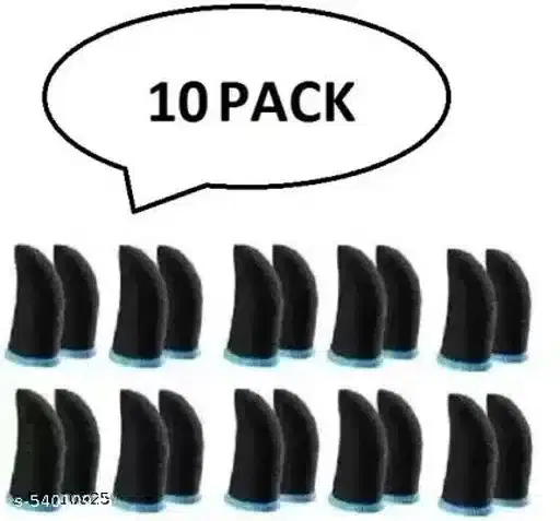 Elastane Pubg Finger Sleeves For Gaming, Black, Pack Of 10, Dv-23