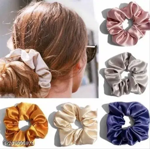 Pure Silk Scrunchies for Women, Pack of 12 (Multicolor)