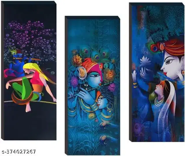 Wooden UV Coated Digital Painitings, Multicolor, 12x18 inches, Pack of 3