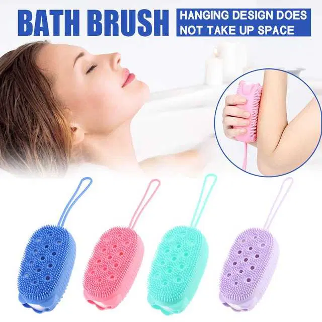 MN Enterprises Silicone Bubble Bath Quick Foaming Scrubbing Soft Rubbing Massage Body Cleaner Brush For Shower Bathroom, Pink, Pack Of 4, MN_5